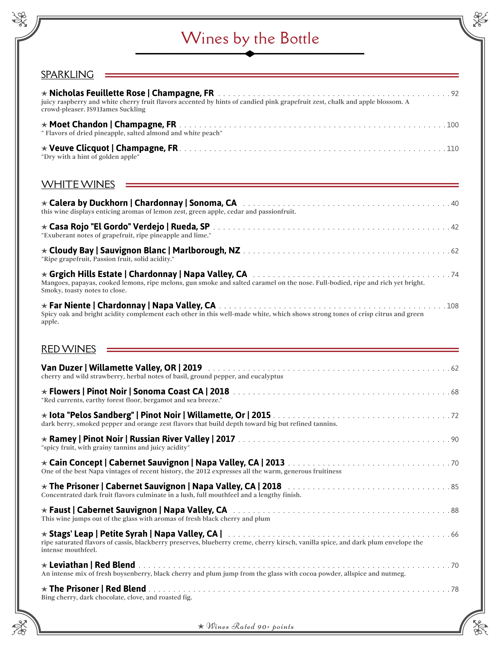 Cocktail Bar Roswell GA Red and White Wines